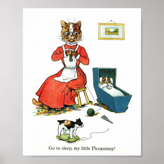 Moeder en Baby Cat, Louis Wain Poster (Voorkant)