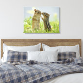 Moeder en Baby Chipmunk Canvas Afdruk (Insitu (Slaapkamer))