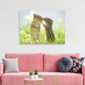 Moeder en Baby Chipmunk Canvas Afdruk (Insitu (Woonkamer))