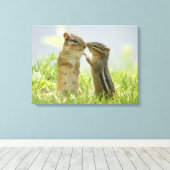 Moeder en Baby Chipmunk Canvas Afdruk (Insitu (Houten vloer))