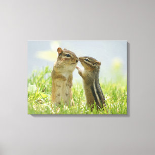 Moeder en Baby Chipmunk Canvas Afdruk