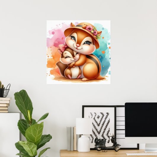 Moeder en Baby Chipmunk Poster (Thuiskantoor)