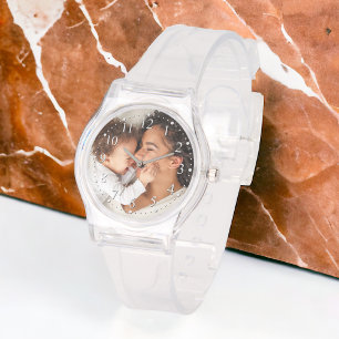 Moeder en Baby Custom Photo Moederdag Horloge