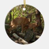Moeder en Baby Deer in het natuurpark Shenandoah Keramisch Ornament (Voorkant)