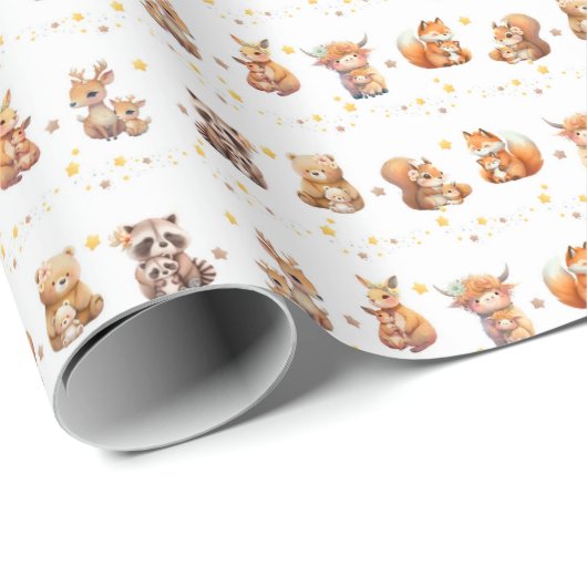 Moeder en Baby Dieren Cadeaupapier (Rol Hoek)