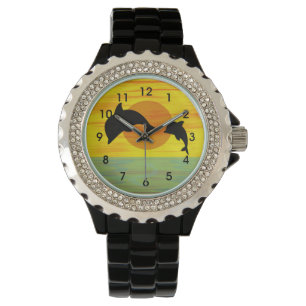 Moeder en Baby Dolfijn bij zonsondergang Horloge