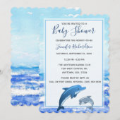 Moeder en Baby Dolfijn Oceaan Thema Baby shower Kaart (Voorkant / Achterkant)