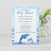 Moeder en Baby Dolfijn Oceaan Thema Baby shower Kaart (Staand voorkant)