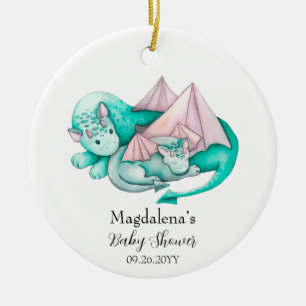 Moeder en Baby Draak Baby Shower Aandenken Keramisch Ornament