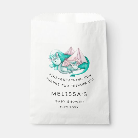 MOEDER EN BABY DRAGON BABY SHOWER BEDANKZAKJE (Voorkant)