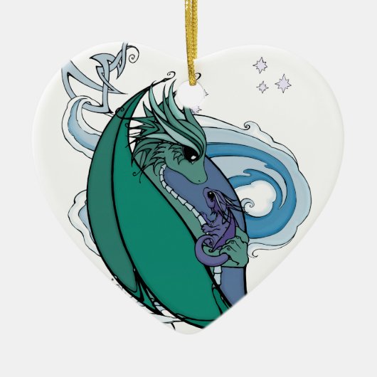 moeder en baby dragon keramisch ornament (Voorkant)