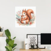 Moeder en Baby Eekhoorn Poster (Thuiskantoor)