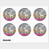 Moeder en Baby Eenhoorn Veulen Regenboog Ronde Sticker (Vel)