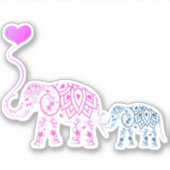 Moeder en Baby Elephans met hartballon Sticker (Voorkant)