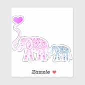 Moeder en Baby Elephans met hartballon Sticker (Vel)