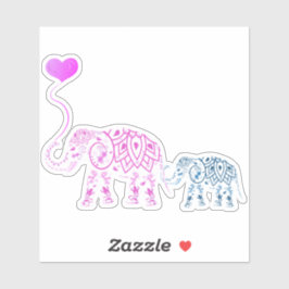 Moeder en Baby Elephans met hartballon Sticker