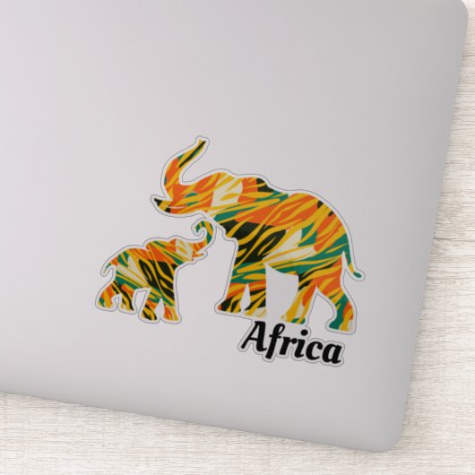 Moeder en Baby Elephant | Afrikaans patroon Sticker (Detail)
