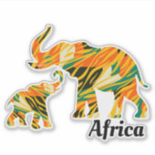 Moeder en Baby Elephant | Afrikaans patroon Sticker (Voorkant)