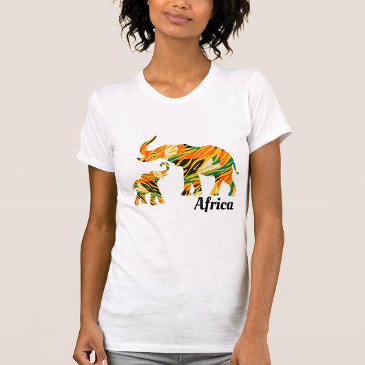 Moeder en Baby Elephant | Afrikaans patroon T-shirt (Voorkant)