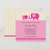 Moeder en Baby Elephant Baby Girl Shower Kaart (Voorkant / Achterkant)