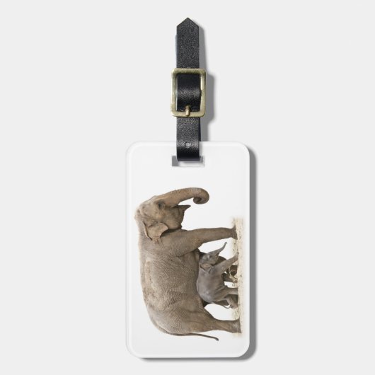 Moeder en Baby Elephant Bagagelabel (Voorkant verticaal)