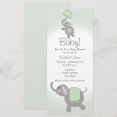 Moeder en Baby Elephant Green Baby shower Uitnodig Kaart (Voorkant / Achterkant)