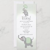 Moeder en Baby Elephant Green Baby shower Uitnodig Kaart (Voorkant)