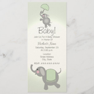 Moeder en Baby Elephant Green Baby shower Uitnodig Kaart