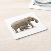 Moeder en Baby Elephant Kartonnen Onderzetters (Schuin)