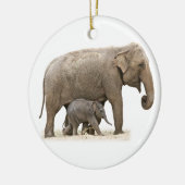 Moeder en Baby Elephant Keramisch Ornament (Links)
