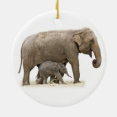 Moeder en Baby Elephant Keramisch Ornament (Achterkant)