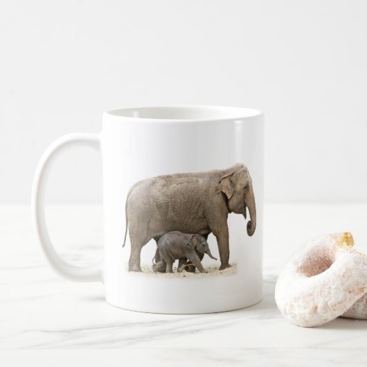 Moeder en Baby Elephant Koffiemok (Met donut)