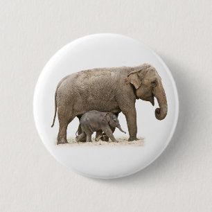 Moeder en Baby Elephant Ronde Button 5,7 Cm
