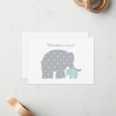 Moeder en Baby Elephant Shower Pink Blue Grey Notitiekaartje (Voorkant / Achterkant in situ)