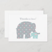 Moeder en Baby Elephant Shower Pink Blue Grey Notitiekaartje (Voorkant / Achterkant)