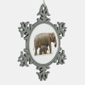 Moeder en Baby Elephant Tin Sneeuwvlok Ornament (Links)