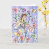 Moeder en Baby Fairy Wenskaart Kaart (Gele Bloem)