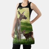 Moeder en baby Fawn, Whitetail Herten Schort (Insitu)