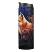 Moeder en baby fox nachtscène thermosbeker (Geroteerd rechts)