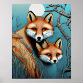 Moeder en Baby Fox Poster (Voorkant)