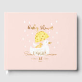 Moeder en Baby Geel Ducky Umbrella Blush Roze Gastenboek (Voorkant)