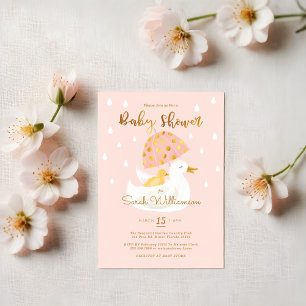 Moeder en Baby Geel Ducky Umbrella Blush Roze Kaart