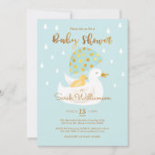 Moeder en Baby Geel Ducky Umbrella Light Blue Kaart (Voorkant)