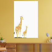 Moeder en Baby Giraffe – Een Teder Band Canvas Afdruk (Insitu (Woonkamer))