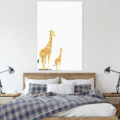 Moeder en Baby Giraffe – Een Teder Band Canvas Afdruk (Insitu (Slaapkamer))