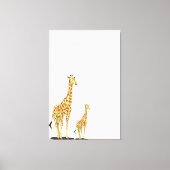 Moeder en Baby Giraffe - Een zachte band Canvas Afdruk (Voorkant)