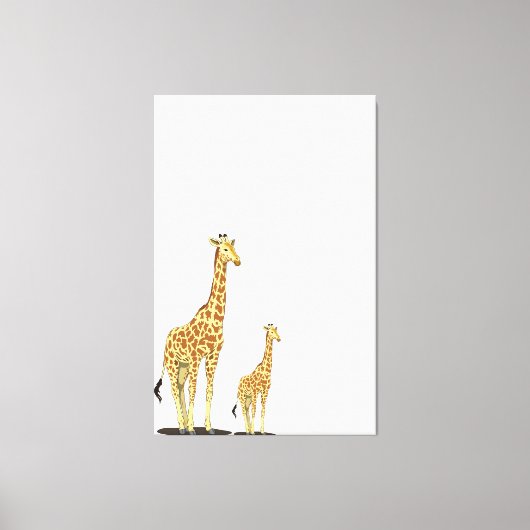 Moeder en Baby Giraffe - Een zachte band Canvas Afdruk (Voorkant)