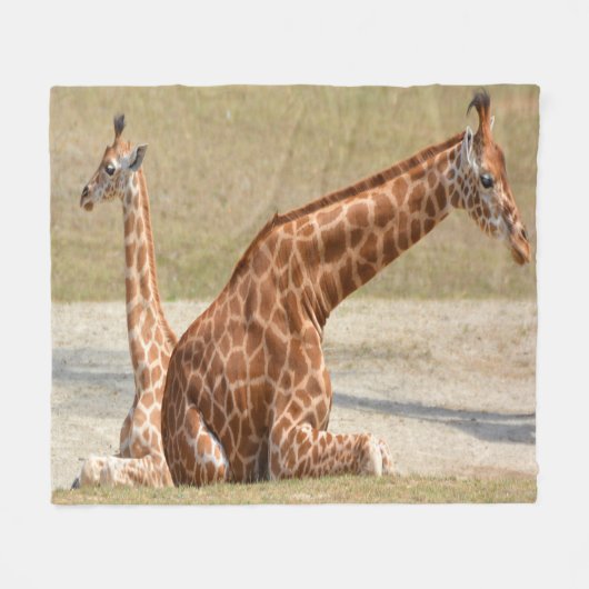 Moeder en Baby Giraffe Fleece Deken (Voorkant (Horizontaal))