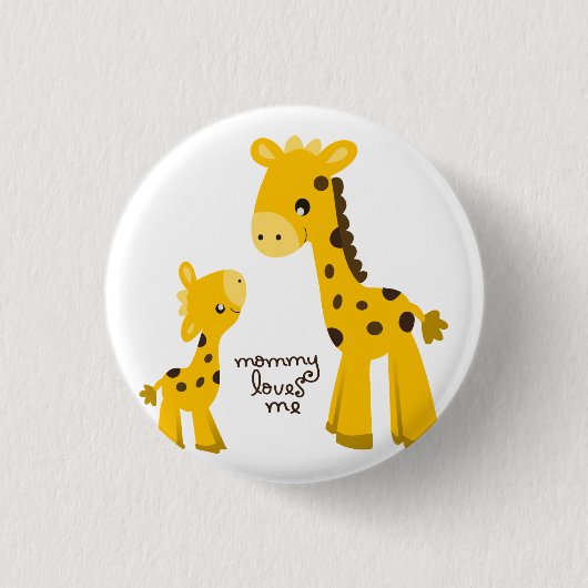 Moeder en Baby Giraffe Ronde Button 3,2 Cm (Voorkant)
