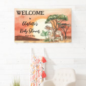 Moeder en Baby Giraffe Safari Baby shower Welkom Spandoek (Insitu)